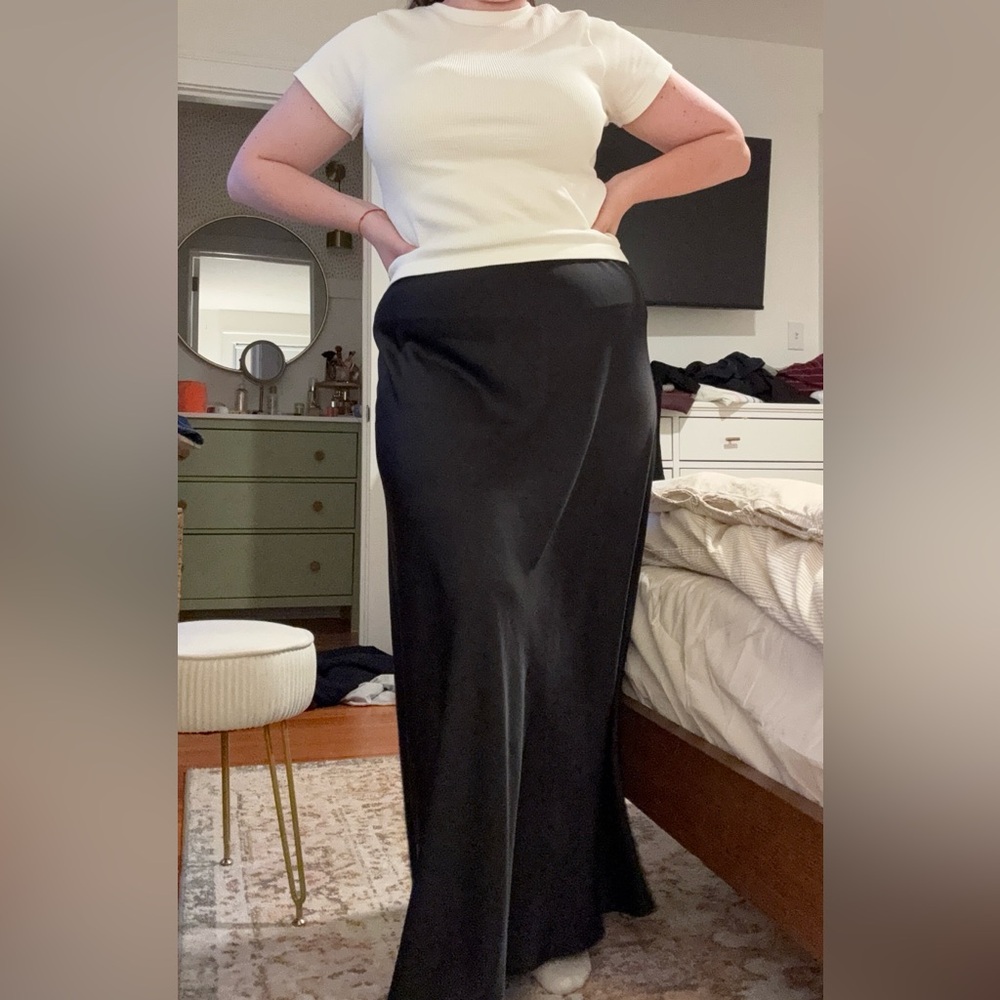 Elegant Black Women's Satin Skirt